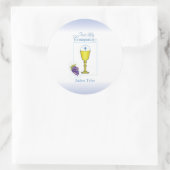 Personalisieren Sie den Namen Boy First Communion Runder Aufkleber (Tasche)