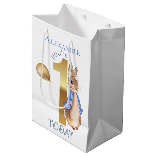 Personalisieren Sie den Namen des Kindes Peter 1. Mittlere Geschenktüte (Vorderseite Schrägansicht)