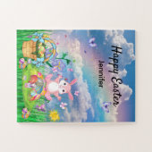 Personalisieren Sie den Namen Happy Oaster Bunny Puzzle (Horizontal)