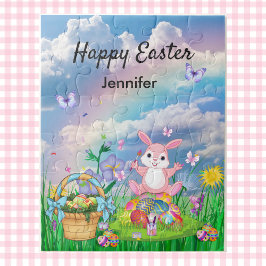 Personalisieren Sie den Namen Happy Oaster Bunny Puzzle