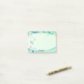 Personalisieren Sie den Namen Hübsch grüne Blüte N Post-it Klebezettel (Auf Schreibtisch)