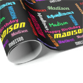 Personalisieren Sie den Namen kühne Farben Happy G Geschenkpapier (Rolleneckpunkt)