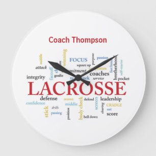Personalisieren Sie den Namen Lacrosse Coach mithi Große Wanduhr