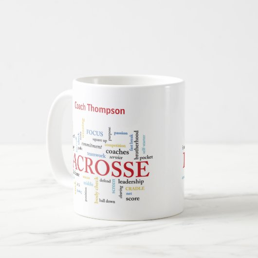 Personalisieren Sie den Namen Lacrosse Coach mithi Kaffeetasse (Vorderseite Links)