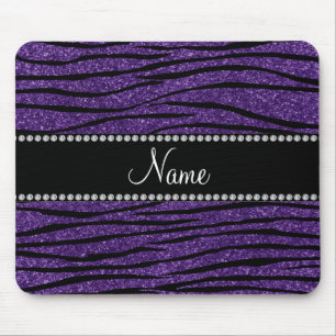 Personalisieren Sie den Namen lila Glitzer zebra s Mousepad
