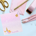 Personalisieren Sie den Namen Lila Sparkle Glitzer Notizblock<br><div class="desc">Personalisierter Name Lila Sparkle Glitzer Unicorn Notepad</div>