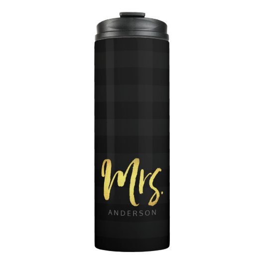 Personalisieren Sie den Namen Mrs. Imitats Gold un Thermosbecher (Vorderseite)