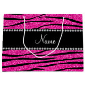 Personalisieren Sie den Namen Neon Hot Pink Glitze Große Geschenktüte (Vorderseite)