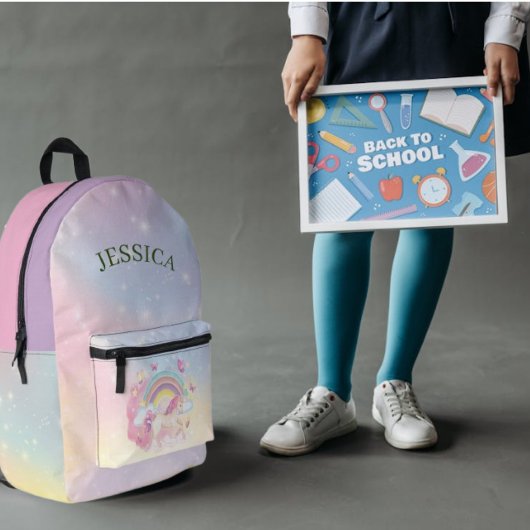Personalisieren Sie den Namen Niedlich Unicorn, zu Bedruckter Rucksack