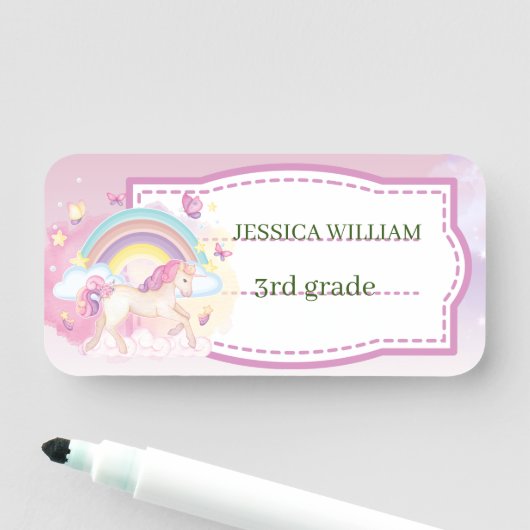 Personalisieren Sie den Namen Niedlich Unicorn, zu Namensschild (Beispiel)