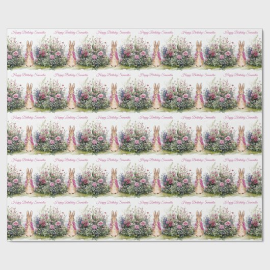 Personalisieren Sie den Namen Peter der Rabbit Pin Geschenkpapier (Flach)