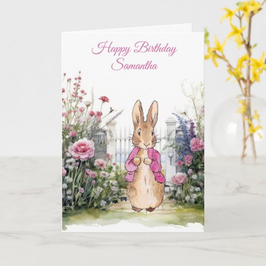 Personalisieren Sie den Namen Peter der Rabbit Pin Karte (Gelbe Blume)