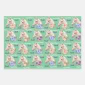 Personalisieren Sie den Namen Unicorn Girls Geburt Geschenkpapier Set (Vorderseite 3)
