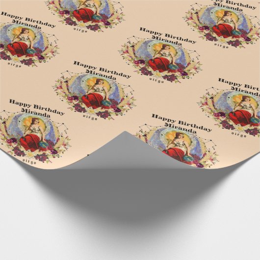 Personalisieren Sie den Namen Virgo Custom Geburts Geschenkpapier (Ecke)