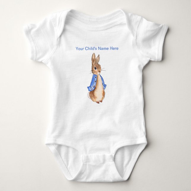 Personalisieren Sie den Namen von Peter dem Rabbit Baby Strampler (Vorderseite)