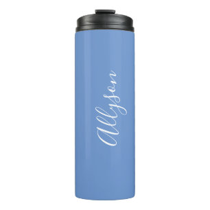 Personalisieren Sie den Namen, weiße Schrift verti Thermosbecher
