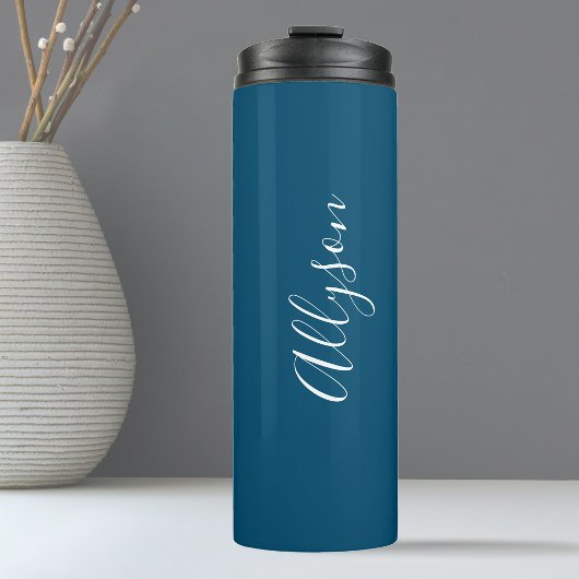 Personalisieren Sie den Namen White Script Vertika Thermosbecher