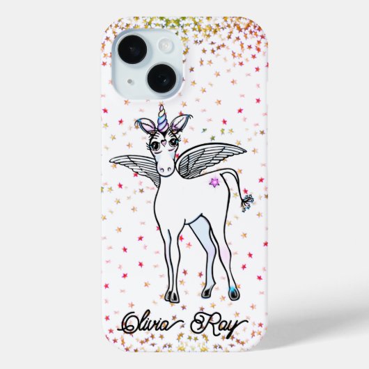 Personalisieren Sie den niedlichen Einhorn-Glitzer Case-Mate iPhone Hülle (Rückseite)