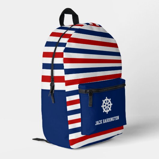 Personalisieren Sie den Red White Blue Stripes Rud Bedruckter Rucksack (Rückseitige Ecke links)