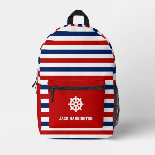 Personalisieren Sie den Red White Blue Stripes Rud Bedruckter Rucksack (Vorderseite)