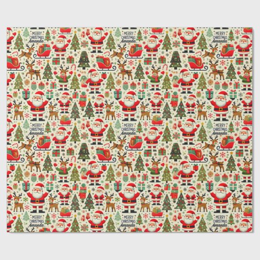 Personalisieren Sie den Santa Claus Rudolph Red No Geschenkpapier (Flach)