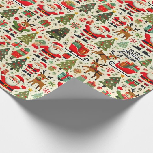 Personalisieren Sie den Santa Claus Rudolph Red No Geschenkpapier (Ecke)