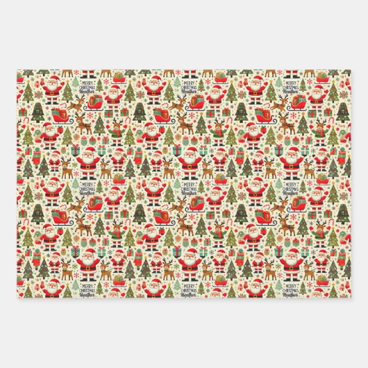 Personalisieren Sie den Santa Claus Rudolph Red No Geschenkpapier Set (Vorderseite 2)