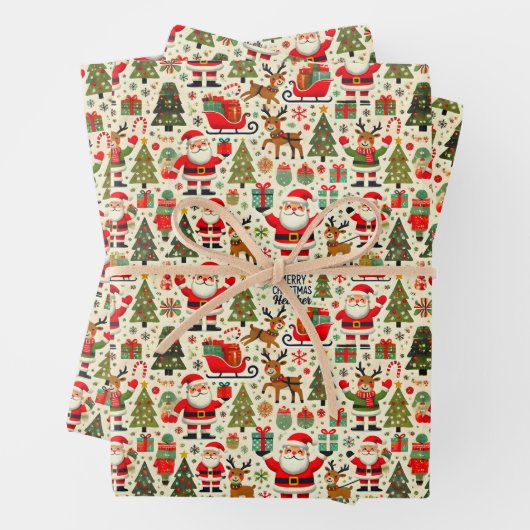 Personalisieren Sie den Santa Claus Rudolph Red No Geschenkpapier Set (Beispiel)