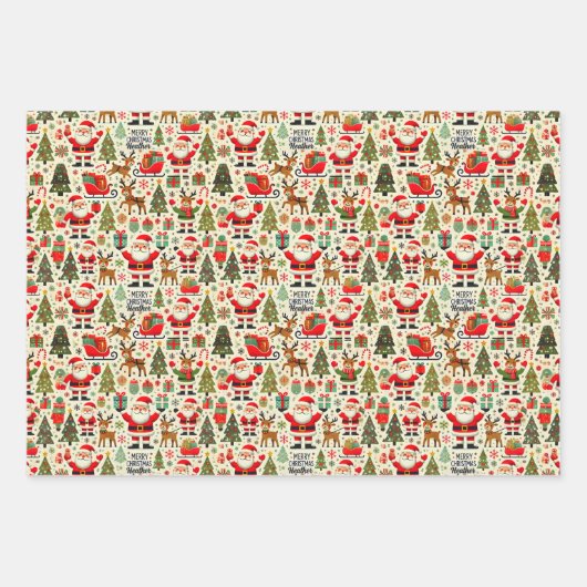 Personalisieren Sie den Santa Claus Rudolph Red No Geschenkpapier Set (Vorderseite)