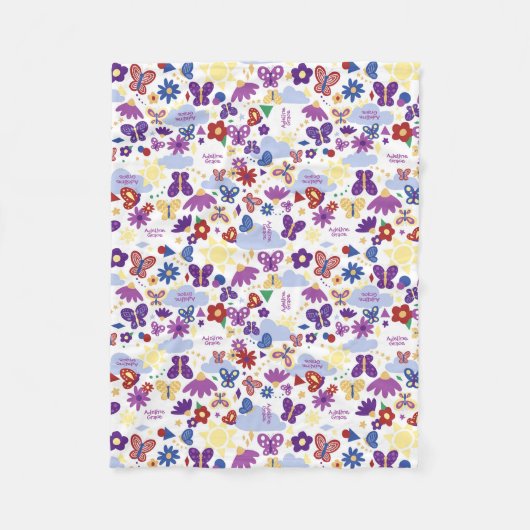 Personalisieren Sie den Schmetterlingsgarten-Spaß  Fleecedecke (Vorderseite)