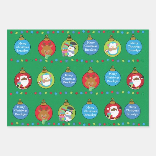 Personalisieren Sie den schwarzen Weihnachtsmann u Geschenkpapier Set (Vorderseite)