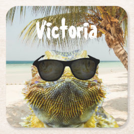 Personalisieren Sie den Sommerstrand Rechteckiger Pappuntersetzer