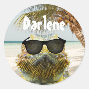 Personalisieren Sie den Sommerstrand Runder Aufkleber