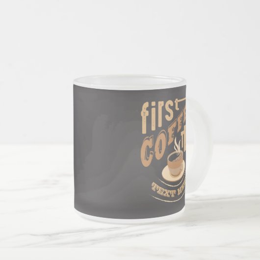 Personalisieren Sie den sonnigen ersten Kaffee dan Mattglastasse (VorderseiteRechts)