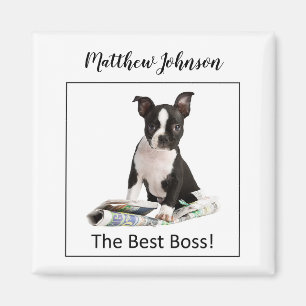 Personalisieren Sie den Tag des Dog Newspaper Boss Magnet