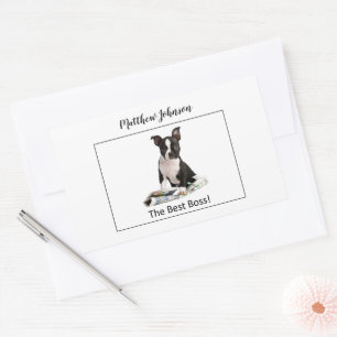 Personalisieren Sie den Tag des Dog Newspaper Boss Rechteckiger Aufkleber