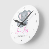 Personalisieren Sie den Traum Big Pink Gray Elepha Runde Wanduhr (Winkel)