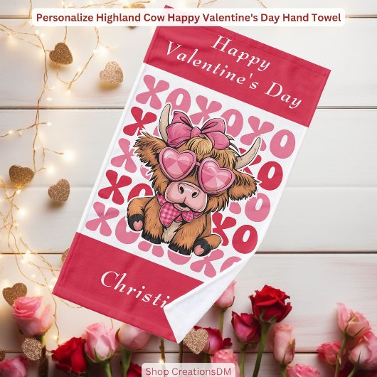 Personalisieren Sie den Valentinstag der Hochlandk Handtuch