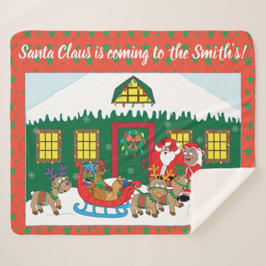 Personalisieren Sie den Weihnachtsmann Sherpadecke (Vorderseite (Horizontal))