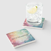 Personalisieren Sie dick texturierte Abstrakte Far Steinuntersetzer (Seitenansicht)