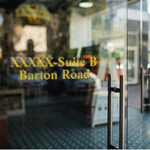 Personalisieren Sie die Adresse des Business Shop Fensteraufkleber