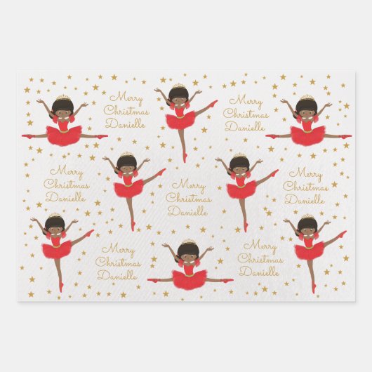 Personalisieren Sie die afroamerikanische Weihnach Geschenkpapier Set (Vorderseite 3)