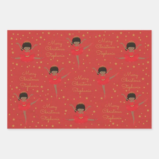 Personalisieren Sie die afroamerikanische Weihnach Geschenkpapier Set (Vorderseite 2)