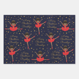 Personalisieren Sie die afroamerikanische Weihnach Geschenkpapier Set