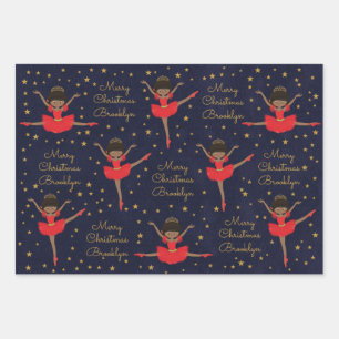 Personalisieren Sie die afroamerikanische Weihnach Geschenkpapier Set