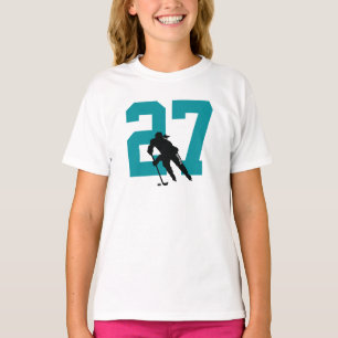 Personalisieren Sie die Aquamarine Name des Hockey T-Shirt