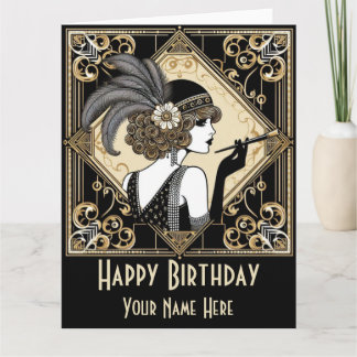 Personalisieren Sie die Art Deco 20ties Flapper Ca Karte