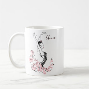Personalisieren Sie die Ballerina Sketch in Rosa Kaffeetasse