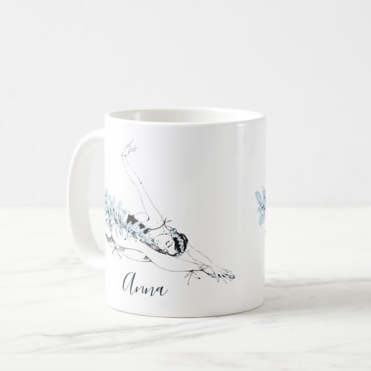 Personalisieren Sie die Ballerina Stretching in Bl Kaffeetasse (Vorderseite Links)