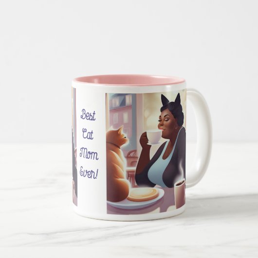 Personalisieren Sie die beste Cat-Mama je Zweifarbige Tasse (VorderseiteRechts)